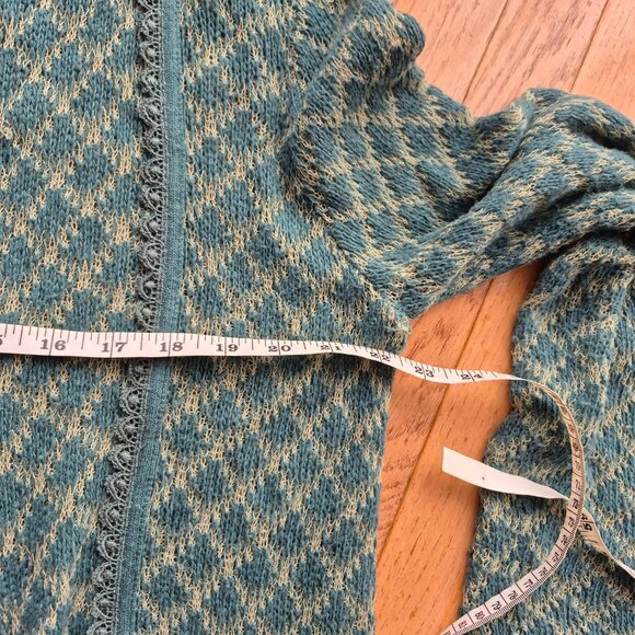 Anthropologie Knitted & Knotted Cardigan Sweater Green Beige L - Picture 12 of 14